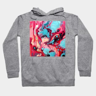 Turquoise and Magenta Fluid Dynamics Hoodie